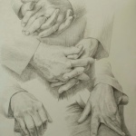 Hand Studies in Pencil, 11x14 inches