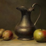 Pears, an Apple , and a Pitcher, 9x12 inches