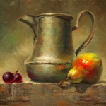 Pear, Grapes, and a Pitcher, 8x10 inches